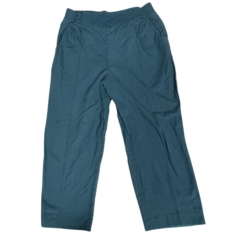 Saint Germain Paris Pants Womens M (34x24) Blue Cropped Elastic Waist Pull On